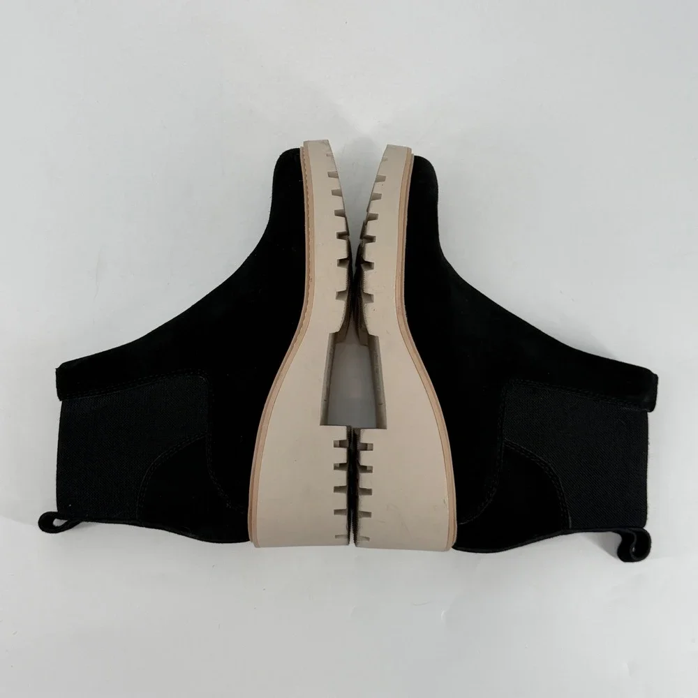 Dolce Vita Black Suede Chelsea Boots Lug Sole Platform Ankle Booties‎ Womens 9.5